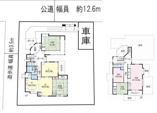 Floor plan. 73,500,000 yen, 4LDK + S (storeroom), Land area 353.09 sq m , Building area 167.11 sq m 4SLDK