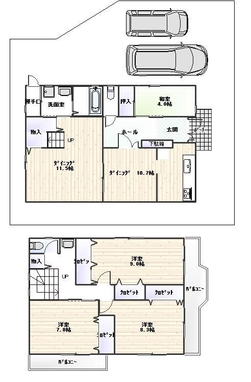 Floor plan. 65,500,000 yen, 4LDK, Land area 181.93 sq m , Building area 129.72 sq m