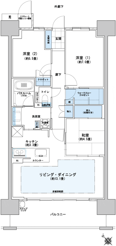 Floor: 3LDK + WTC, the occupied area: 78.22 sq m, Price: 27.9 million yen