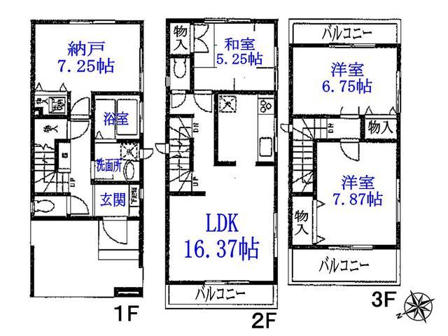 Floor plan. 31,800,000 yen, 3LDK+S, Land area 74.26 sq m , Building area 103.4 sq m between Suita Izumi-cho 4-chome floor plan