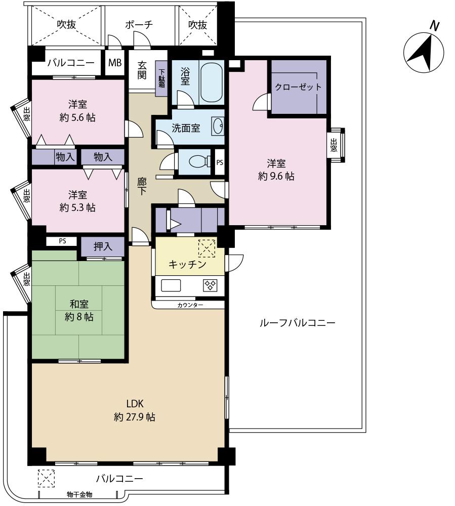 Floor plan. 4LDK, Price 33,800,000 yen, Footprint 134.06 sq m , Balcony area 15.2 sq m