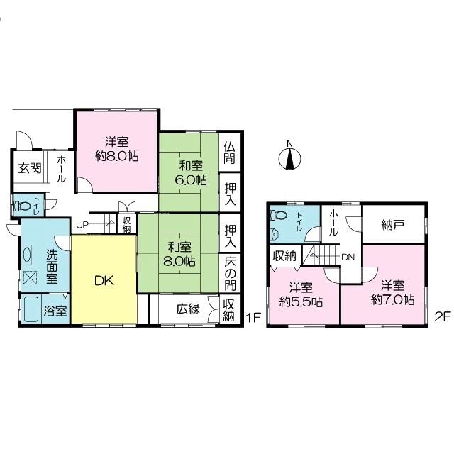 Floor plan. 69,800,000 yen, 5DK + S (storeroom), Land area 270.56 sq m , Building area 142.02 sq m