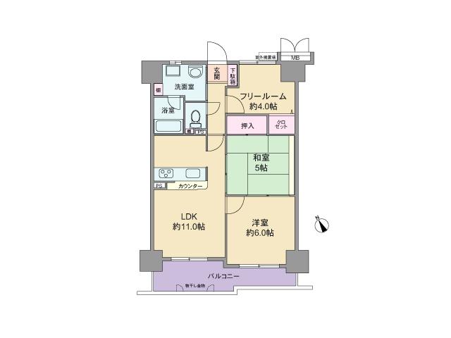 Floor plan. 2LDK + S (storeroom), Price 15.9 million yen, Occupied area 56.73 sq m , Balcony area 8.93 sq m