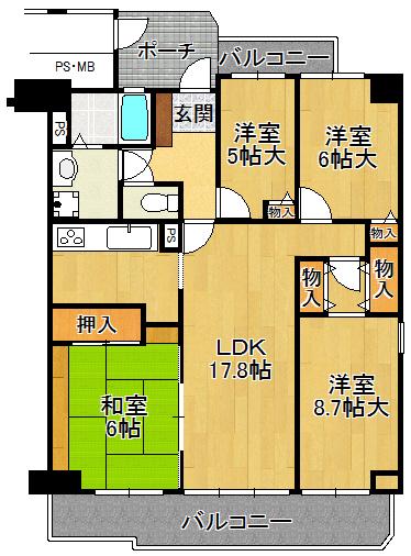 Floor plan. 4LDK, Price 25,800,000 yen, Occupied area 94.63 sq m , Balcony area 16.6 sq m