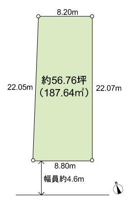 Compartment figure. Land price 48,500,000 yen, Land area 187.64 sq m