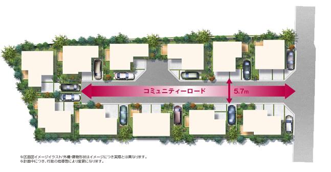 The entire compartment Figure. All sections 100 sq m more than. The land plan full of green and clear, 11 family of smile full of New Town to draw a life scene. (Compartment view image illustrations)