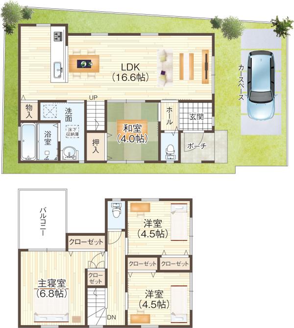  [ Reference Plan (Limited plan I type specification) ] Residential land price: 19.9 million yen, Building Price: 14.9 million yen (consumption tax 8%)