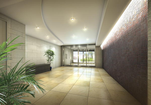 Features of the building.  [Entrance hall] Classic tiled entrance hall. Simple hotel is like space to convey the heavy atmosphere in (Rendering)