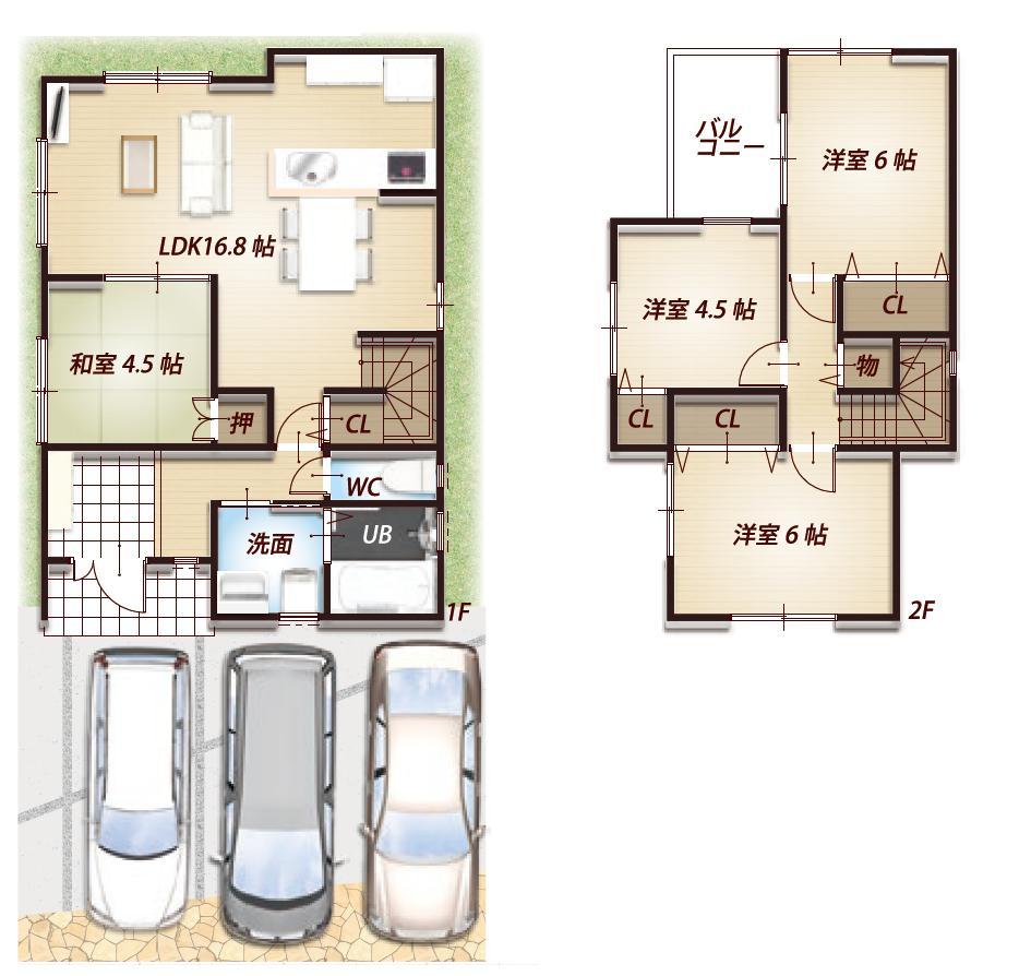 Floor plan. (No. 1 point), Price 29,800,000 yen, 4LDK, Land area 129.87 sq m , Building area 89.3 sq m