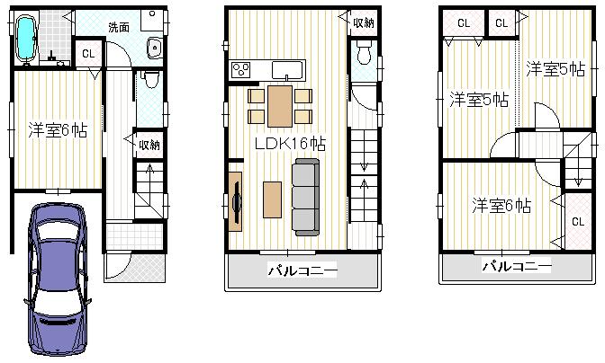 Floor plan. 19.5 million yen, 4LDK, Land area 56.08 sq m , Building area 100.62 sq m