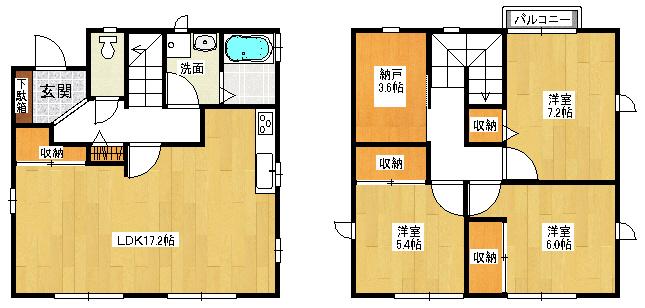 Floor plan. 34,800,000 yen, 3LDK + S (storeroom), Land area 174.29 sq m , Building area 97.68 sq m