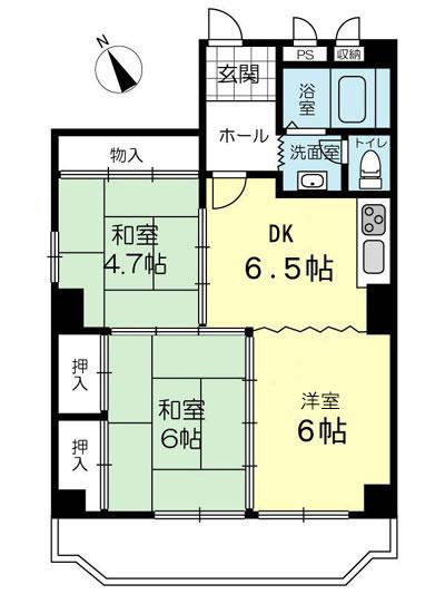 Floor plan. 3DK, Price 6.9 million yen, Occupied area 61.67 sq m , You can also think of it as a balcony area 9.13 sq m 2LDK.