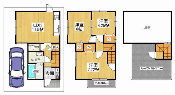 Floor plan. 24,800,000 yen, 3LDK, Land area 60.87 sq m , Building area 71.68 sq m