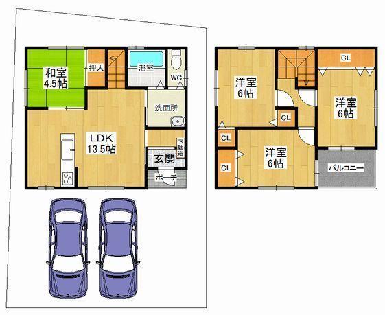 Floor plan. 35,720,000 yen, 4LDK, Land area 113.94 sq m , Building area 86.11 sq m