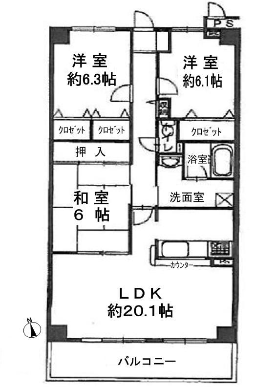 Floor plan. 3LDK, Price 17.2 million yen, Occupied area 85.59 sq m , Balcony area 10.11 sq m