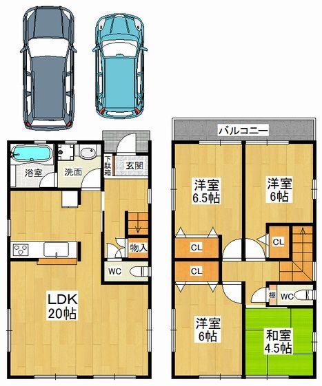 Floor plan. (4 Building), Price 26,900,000 yen, 4LDK, Land area 120.05 sq m , Building area 96.39 sq m
