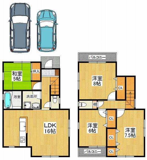 Floor plan. (6 Building), Price 25,900,000 yen, 4LDK, Land area 120.09 sq m , Building area 97.2 sq m