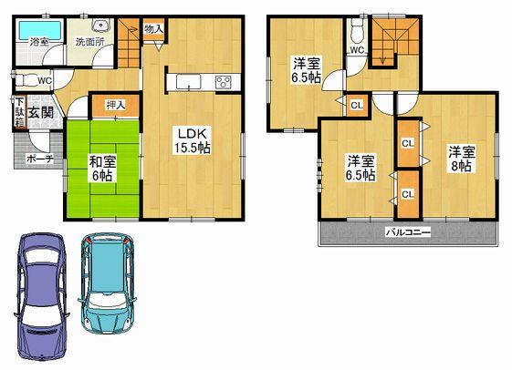 Floor plan. (8 Building), Price 30,900,000 yen, 4LDK, Land area 135.1 sq m , Building area 97.2 sq m