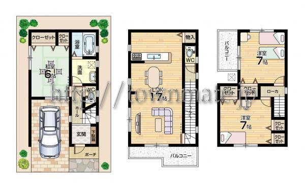 Floor plan. 24,800,000 yen, 4LDK, Land area 58.27 sq m , Building area 101.59 sq m Floor