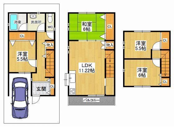 Floor plan. 26,300,000 yen, 4LDK, Land area 75.13 sq m , Building area 91.13 sq m