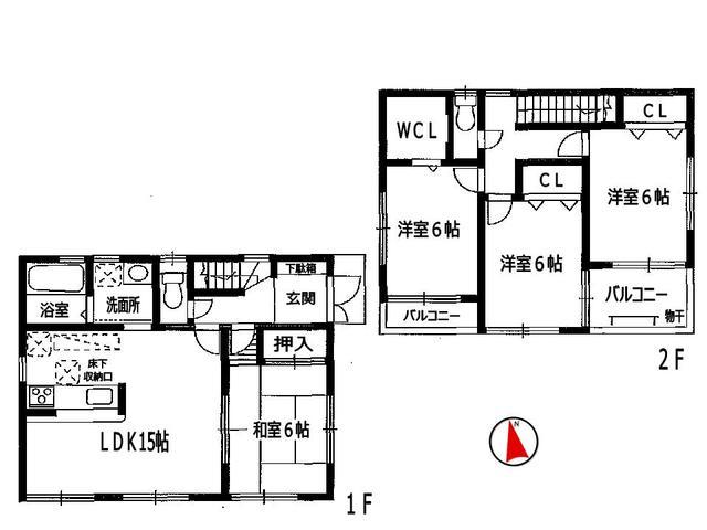 Floor plan. 34,800,000 yen, 4LDK, Land area 100 sq m , Building area 94.77 sq m Takatsuki Kawazoe 2-chome Newly built condominiums All one building Floor plan