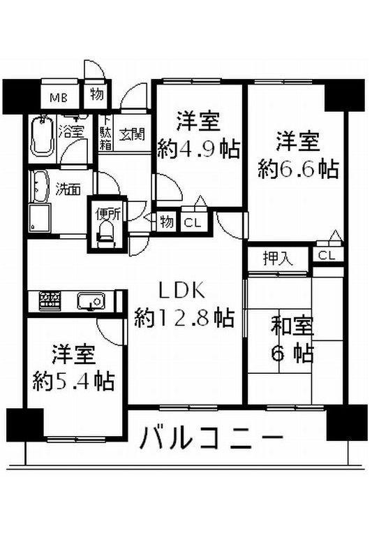 Floor plan. 4LDK, Price 15.8 million yen, Occupied area 77.73 sq m , Balcony area 11.84 sq m