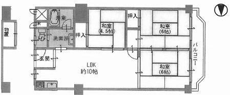 Floor plan. 3LDK, Price 8 million yen, Occupied area 57.94 sq m , About walk from the balcony area 7.56 sq m is 5 floor of the room Hankyu Sojiji Temple Station 10 minutes! Around there are times our shopping convenient ◎ free private storeroom