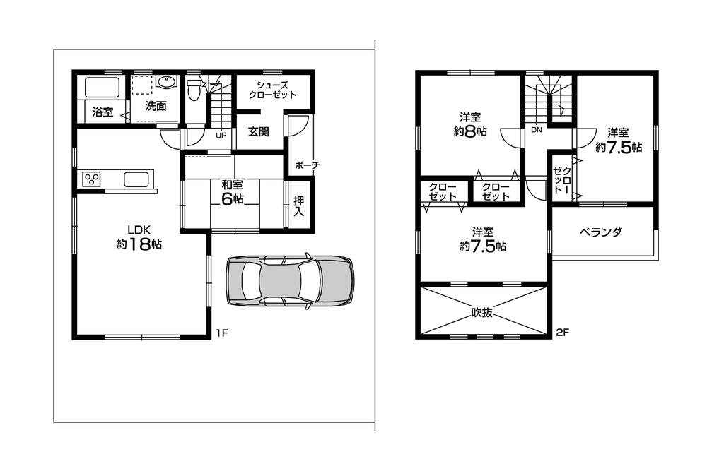 Building plan example (floor plan). Building plan Building price 15.6 million yen, Building area 106.51 sq m