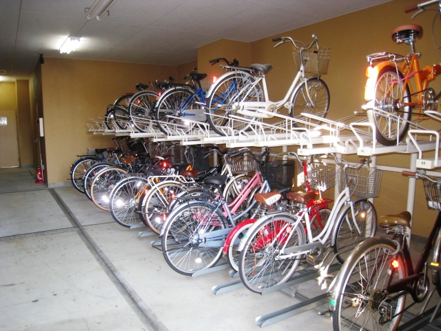 Parking lot. ● is a bicycle parking lot ●