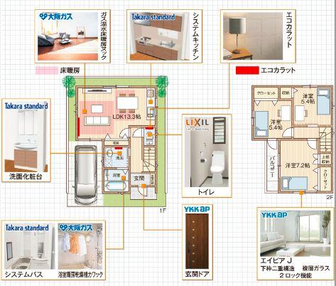 Floor plan. 26,800,000 yen, 3LDK, Land area 70.31 sq m , Building area 79 sq m 3LDK (LDK13.3 quire ・ Western-style 5.4 Pledge ・ 5.4 Pledge ・ 7.2 Pledge)