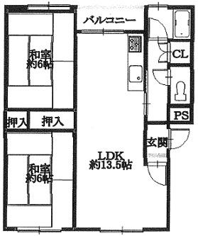 Floor plan. 2LDK, Price 5.5 million yen, Occupied area 50.07 sq m   [top floor] 5 floor [Facing south] Because it is, View is good! Supermarkets and banks close, There are other commercial facilities, It is conveniently located! It is also ideal as an income-producing properties! Please see the view of the top floor unique!