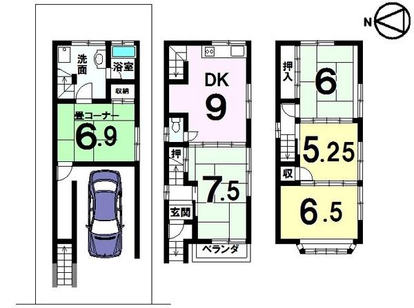 Floor plan. 13.8 million yen, 5DK, Land area 60.75 sq m , Building area 108.93 sq m