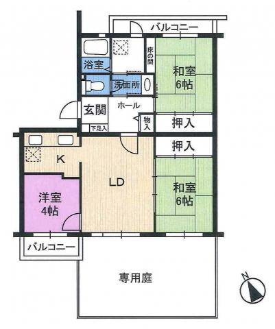 Floor plan. 3LDK, Price 17 million yen, Occupied area 73.23 sq m , Balcony area 7.38 sq m 3LDK! With a private garden!