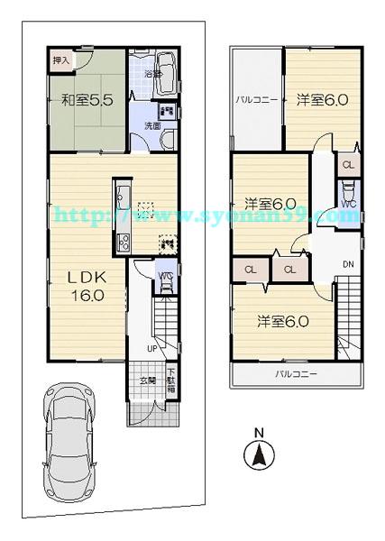 Floor plan. 35,300,000 yen, 4LDK, Land area 94.27 sq m , Building area 93.15 sq m floor plan