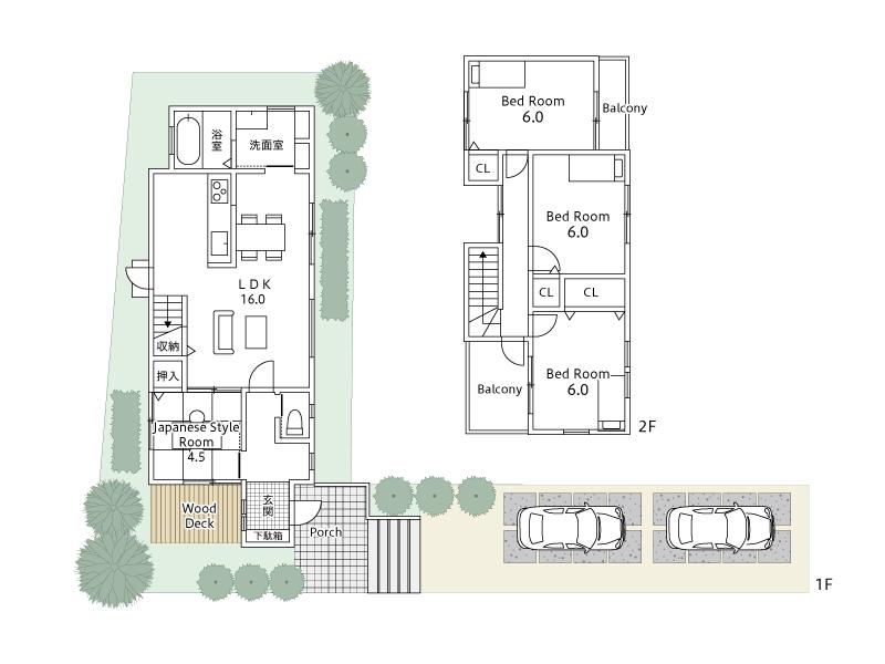 Other building plan example. Building plan example Reference building price 18 million yen, Building area 91.91 sq m