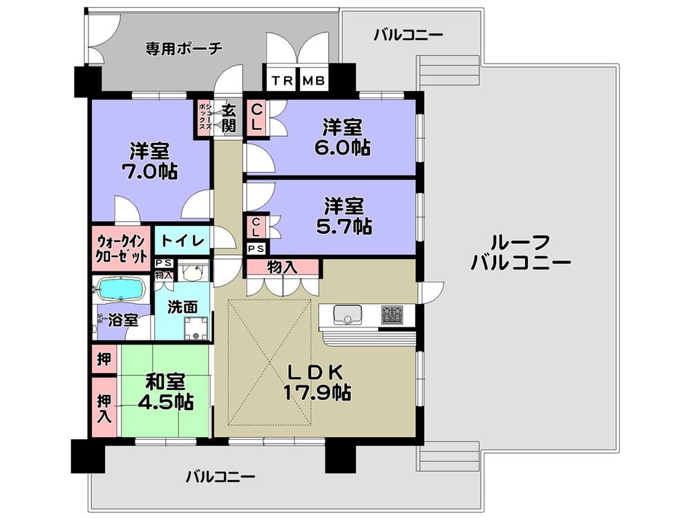Floor plan. 4LDK, Price 32,800,000 yen, Footprint 87.6 sq m , Balcony area 25.84 sq m