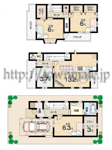 Floor plan. 28,400,000 yen, 4LDK, Land area 68.8 sq m , Building area 103.86 sq m Floor