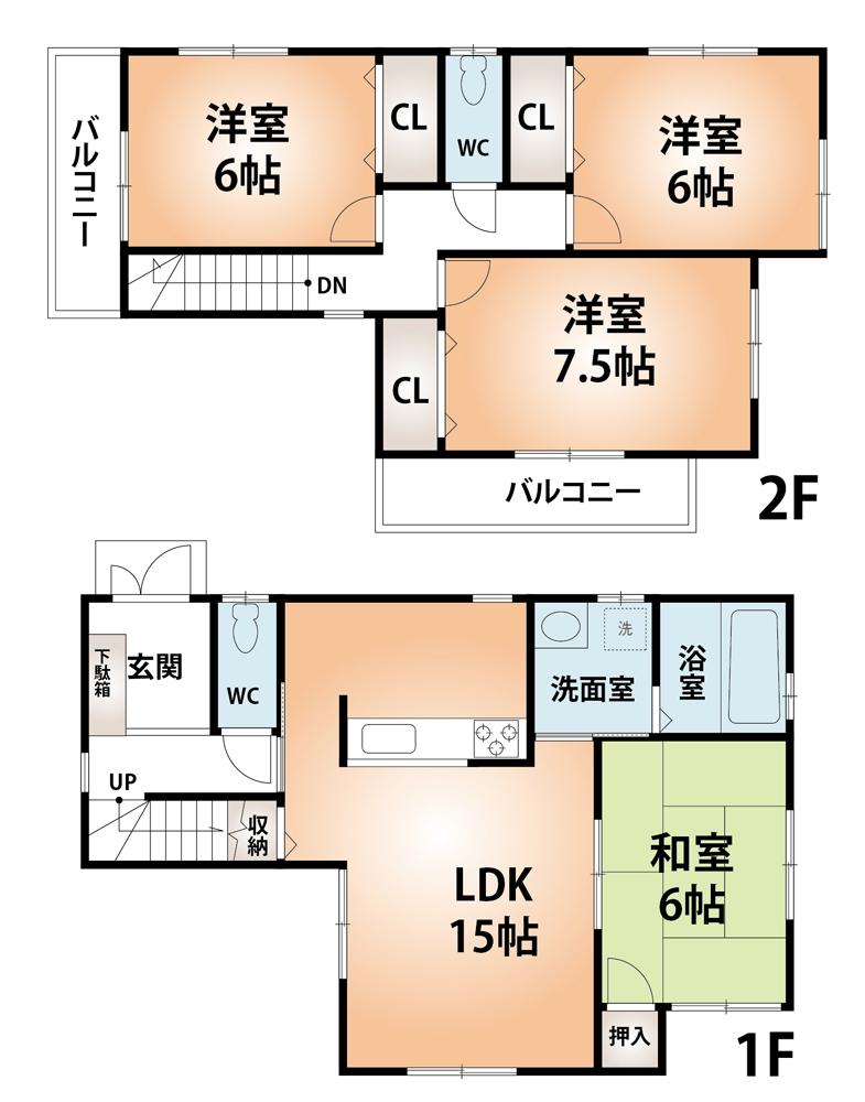 Floor plan. (No. 1 point), Price 35,800,000 yen, 4LDK, Land area 96.01 sq m , Building area 95.58 sq m