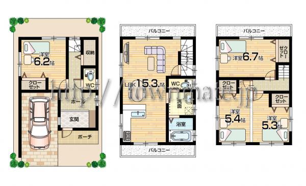 Floor plan. 26,400,000 yen, 4LDK, Land area 61.07 sq m , Building area 114.01 sq m Floor