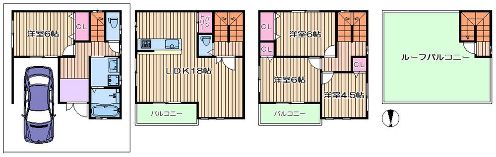 Floor plan. 26,800,000 yen, 4LDK, Land area 65.72 sq m , Building area 105.12 sq m