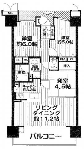 Floor plan. 3LDK, Price 25,800,000 yen, Occupied area 65.95 sq m , Balcony area 11.97 sq m upper floors! Per day per 12 floor ・ Ventilation ・ Good view!