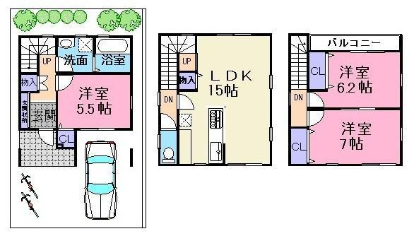 Floor plan. 26,800,000 yen, 3LDK, Land area 63.09 sq m , Building area 85.86 sq m