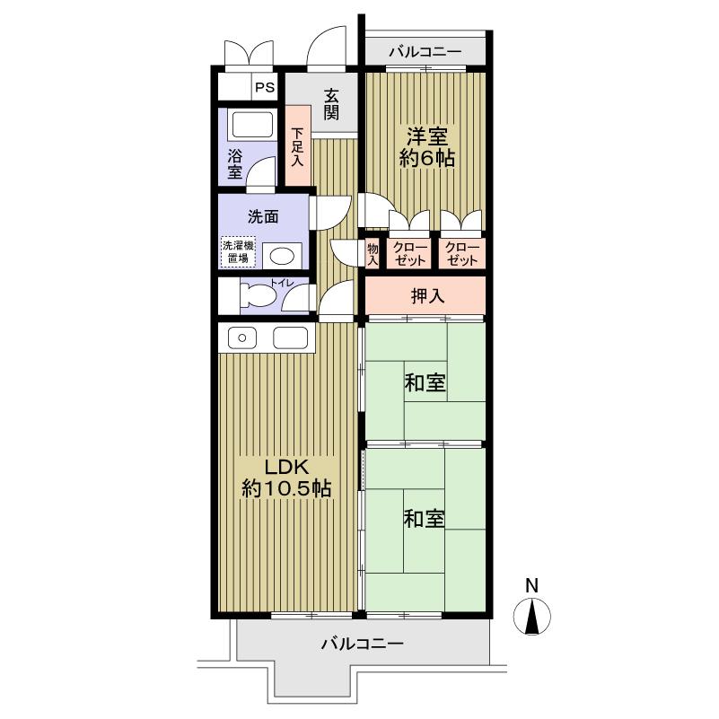 Floor plan. 3LDK, Price 7.2 million yen, Occupied area 65.42 sq m , Balcony area 10.28 sq m