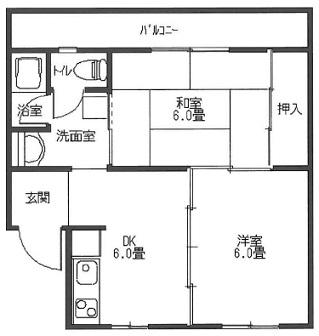 Floor plan. 2DK, Price 4.8 million yen, Footprint 35.8 sq m , Balcony area 4 sq m