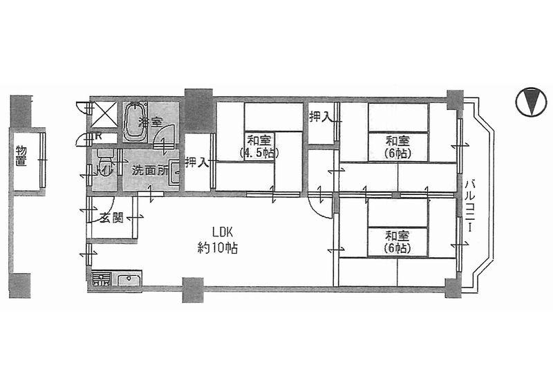 Floor plan. 3LDK, Price 8 million yen, Occupied area 57.94 sq m , Balcony area 7.56 sq m