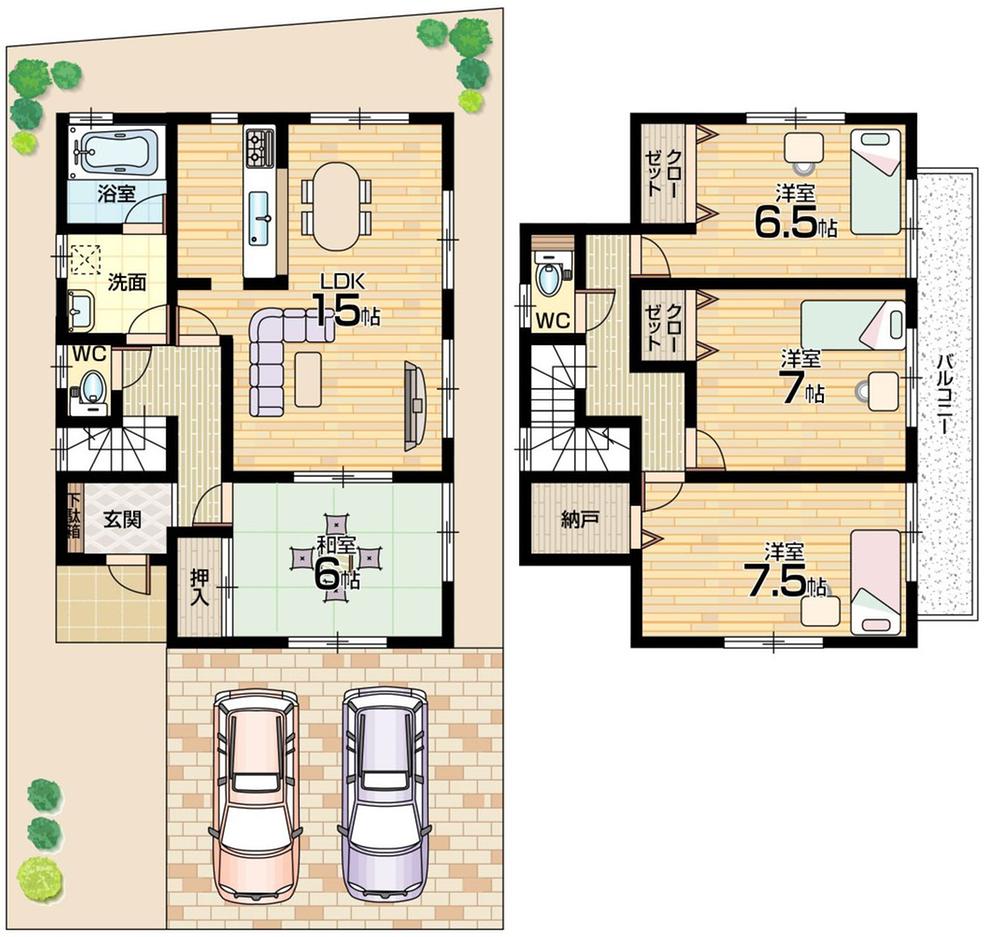 Floor plan. (No. 7 locations), Price 30,900,000 yen, 4LDK+S, Land area 120.4 sq m , Building area 98.81 sq m