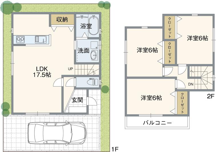 Building plan example (floor plan). Building plan example (No. 1 place) building price 15.3 million yen, Building area 83.43 sq m