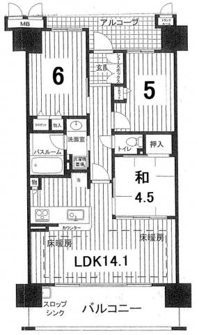 Floor plan. 3LDK, Price 24,800,000 yen, Footprint 64.3 sq m , Balcony area 11.97 sq m 9 floor!