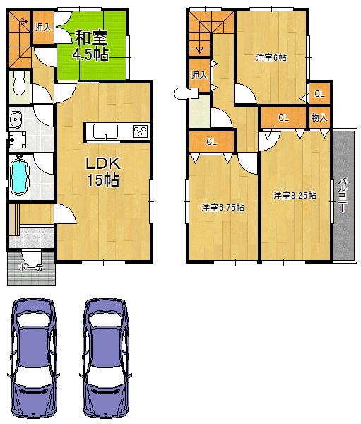 Floor plan. 27,900,000 yen, 4LDK, Land area 120 sq m , Spacious living space in the building area 95.98 sq m total living room with storage space