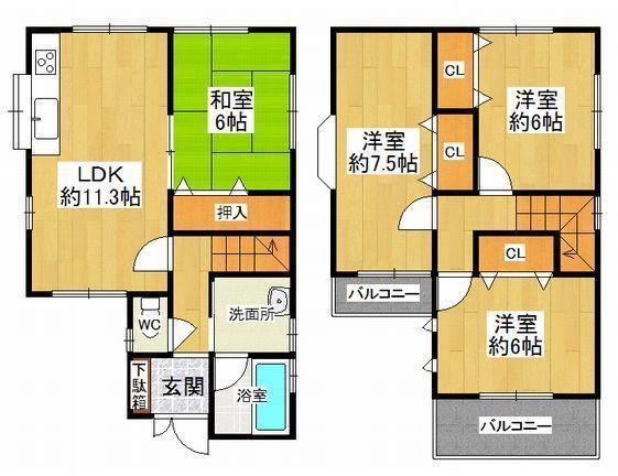 Floor plan. 25,800,000 yen, 4LDK, Land area 80.09 sq m , Building area 86.06 sq m